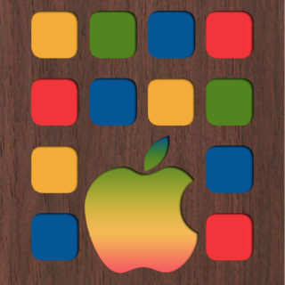 棚appleカラフル木目の iPhone5s / iPhone5c / iPhone5 壁紙