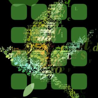 Appleロゴ棚クール緑の iPhone5s / iPhone5c / iPhone5 壁紙