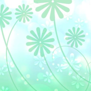 緑葉花白可愛いの iPhone6s / iPhone6 壁紙