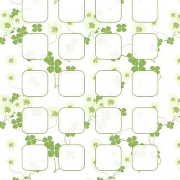 模様イラストクローバー緑白棚の iPhone6s / iPhone6 壁紙