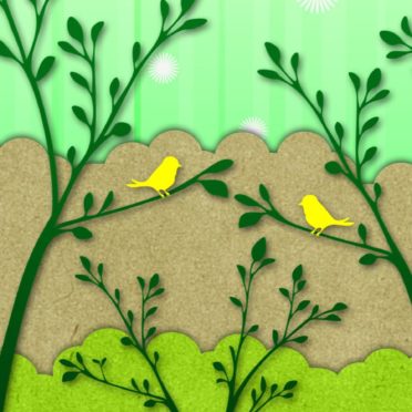 鳥イラスト緑黄の iPhone6s / iPhone6 壁紙