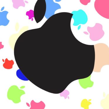 Appleロゴカラフル女子向け黒の iPhone6s / iPhone6 壁紙