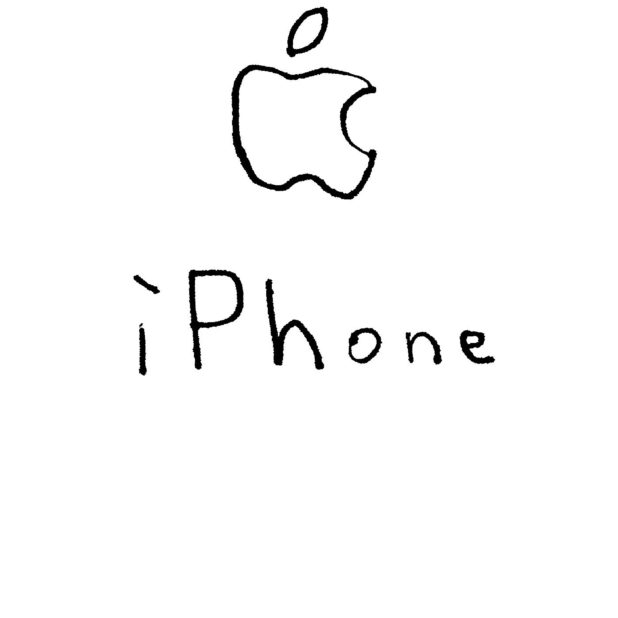 イラストAppleロゴiPhone白の iPhone6s Plus / iPhone6 Plus 壁紙
