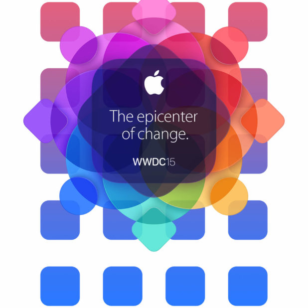 AppleロゴカラフルWWDC15棚の iPhone6s Plus / iPhone6 Plus 壁紙