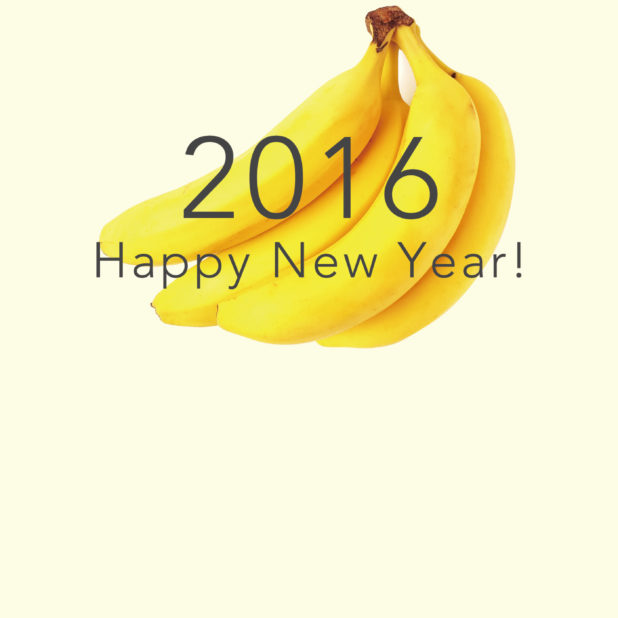 新年壁紙 happy news year 2016 バナナ黄色の iPhone6s Plus / iPhone6 Plus 壁紙