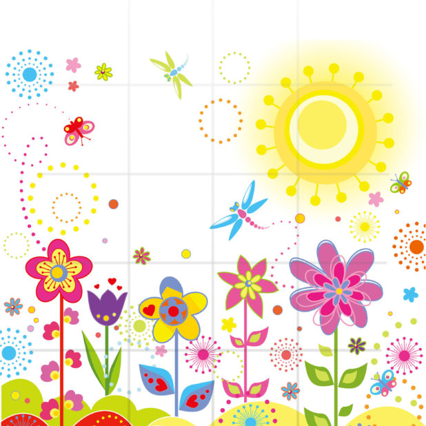 イラスト花太陽トンボ女子向け棚の iPhone6s Plus / iPhone6 Plus 壁紙