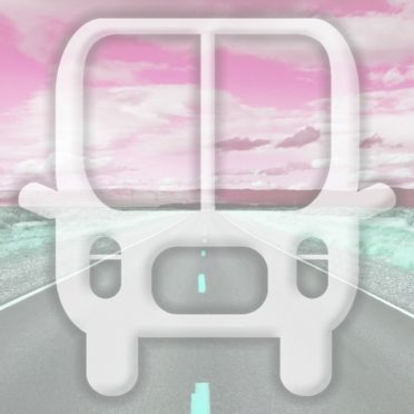 風景道路バス赤の iPhone7 壁紙