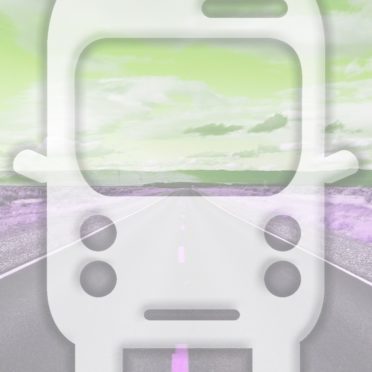 風景道路バス黄緑の iPhone7 壁紙