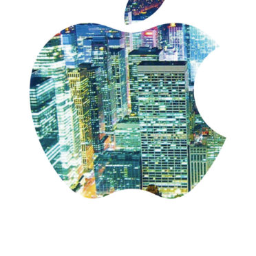 Appleロゴクール街の iPhone7 壁紙