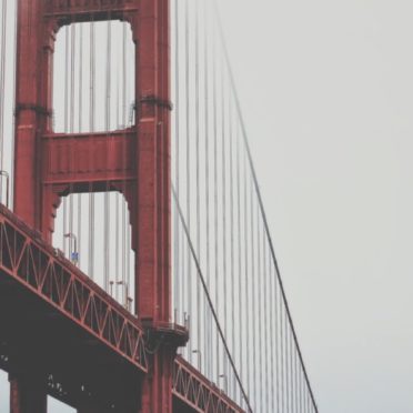 風景吊り橋赤の iPhone7 壁紙