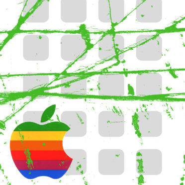 Appleロゴ棚緑カラフルの iPhone7 壁紙
