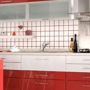 キッチン赤の iPhone7 壁紙