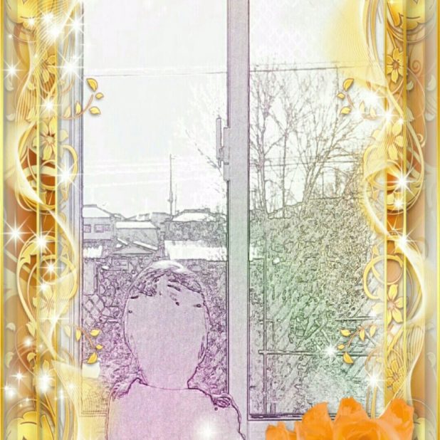 金縁　窓辺　壁紙の iPhone7 Plus 壁紙