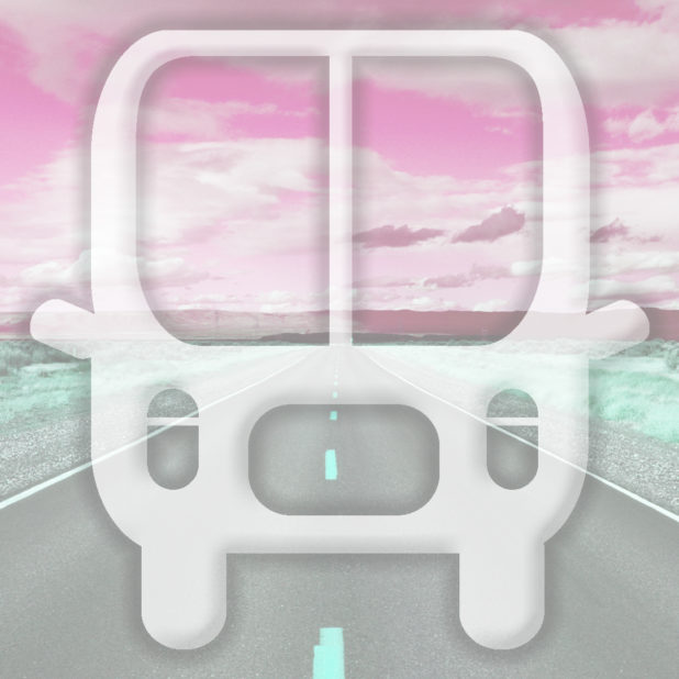 風景道路バス赤の iPhone7 Plus 壁紙