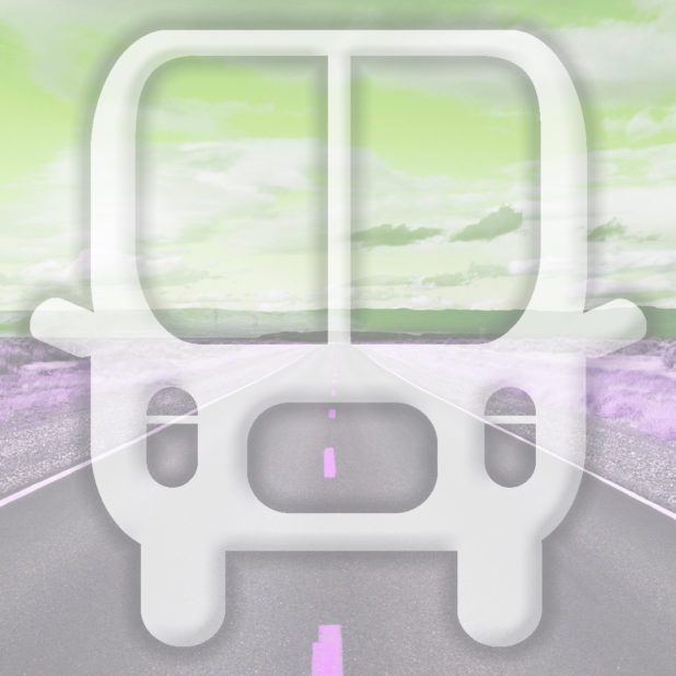 風景道路バス黄緑の iPhone7 Plus 壁紙