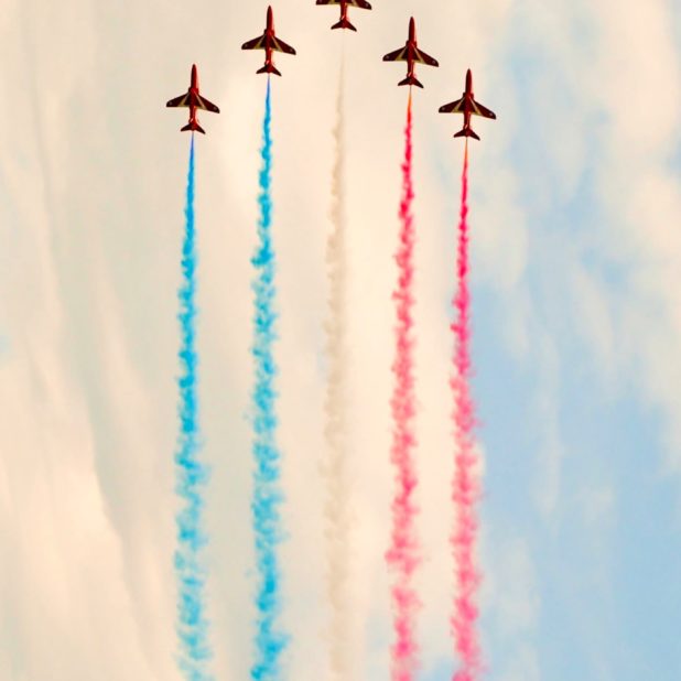 風景飛行機雲青赤空の iPhone7 Plus 壁紙