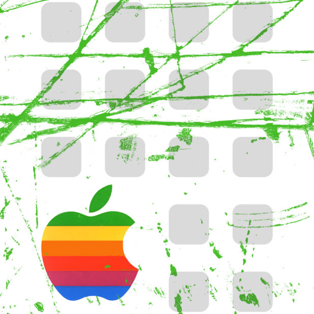 Appleロゴ棚カラフル緑の iPhone7 Plus 壁紙