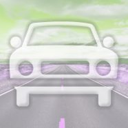 風景車道路黄緑の iPhone8 壁紙