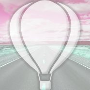 風景道路気球赤の iPhone8 壁紙
