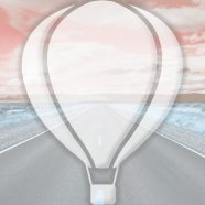 風景道路気球橙の iPhone8 壁紙