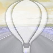 風景道路気球黄の iPhone8 壁紙