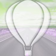 風景道路気球黄緑の iPhone8 壁紙
