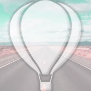 風景道路気球水色の iPhone8 壁紙