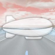 風景道路飛行船橙の iPhone8 壁紙