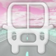 風景道路バス赤の iPhone8 壁紙