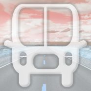 風景道路バス橙の iPhone8 壁紙