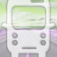 風景道路バス黄緑の iPhone8 壁紙