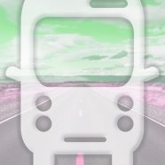 風景道路バス緑の iPhone8 壁紙
