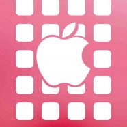 Appleロゴ棚赤桃の iPhone8 壁紙