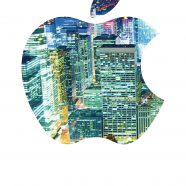 Appleロゴクール街の iPhone8 壁紙