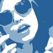 キャラクター女性青の iPhone8 壁紙