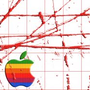 Appleロゴカラフル赤棚の iPhone8 壁紙
