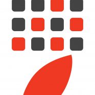 Appleロゴ棚白黒赤の iPhone8 壁紙