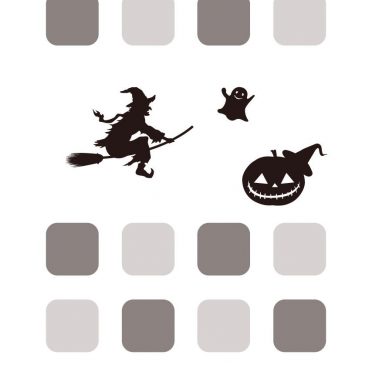 灰モノクロ黒棚ハロウィンの iPhone8 壁紙