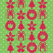 棚クリスマス緑赤プレゼントの iPhone8 壁紙