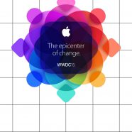 AppleロゴカラフルWWDC15棚罫線の iPhone8 壁紙