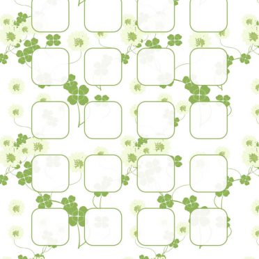 模様イラストクローバー緑白棚の iPhone8 壁紙