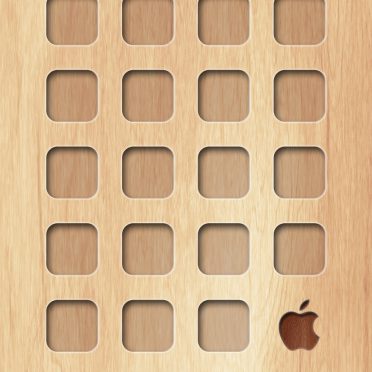 棚木板茶黄Appleロゴの iPhone8 壁紙