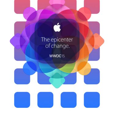 AppleロゴカラフルWWDC15棚の iPhone8 壁紙