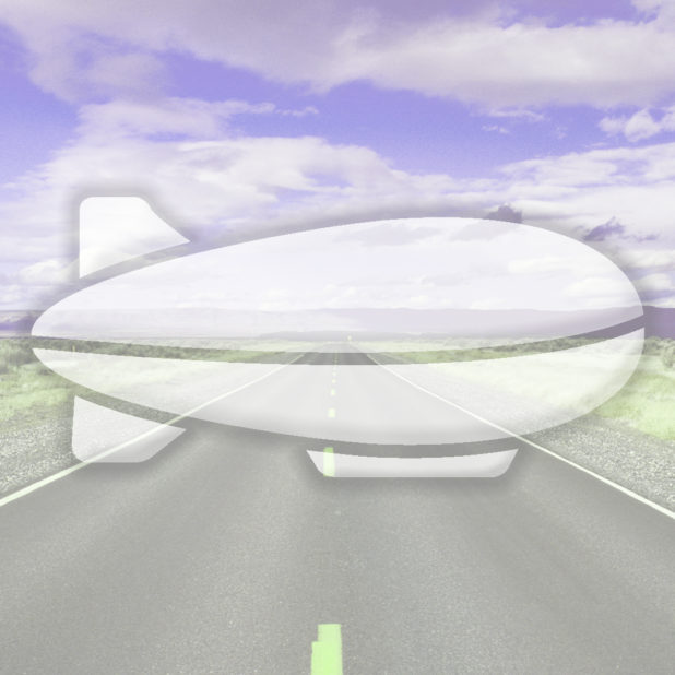 風景道路飛行船紫の iPhone8Plus 壁紙