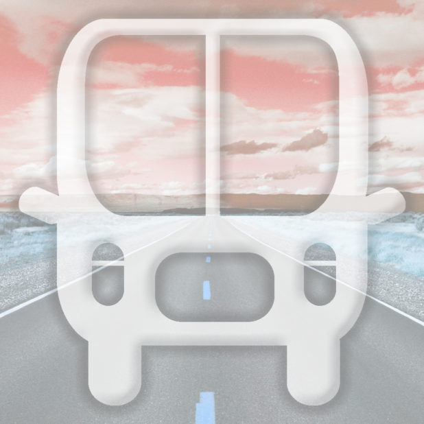 風景道路バス橙の iPhone8Plus 壁紙