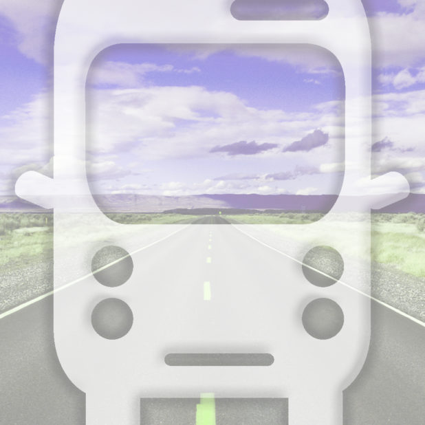 風景道路バス紫の iPhone8Plus 壁紙