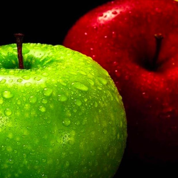 りんご緑赤黄黒クールの iPhone8Plus 壁紙