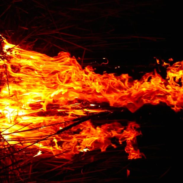 焚き火炎橙黒の iPhone8Plus 壁紙