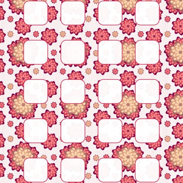 模様イラスト花赤棚の iPhone8Plus 壁紙