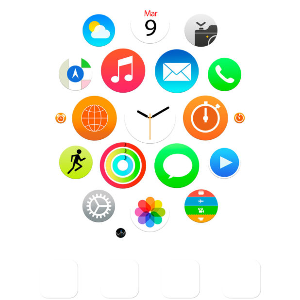 Apple Watch風白棚の iPhone8Plus 壁紙
